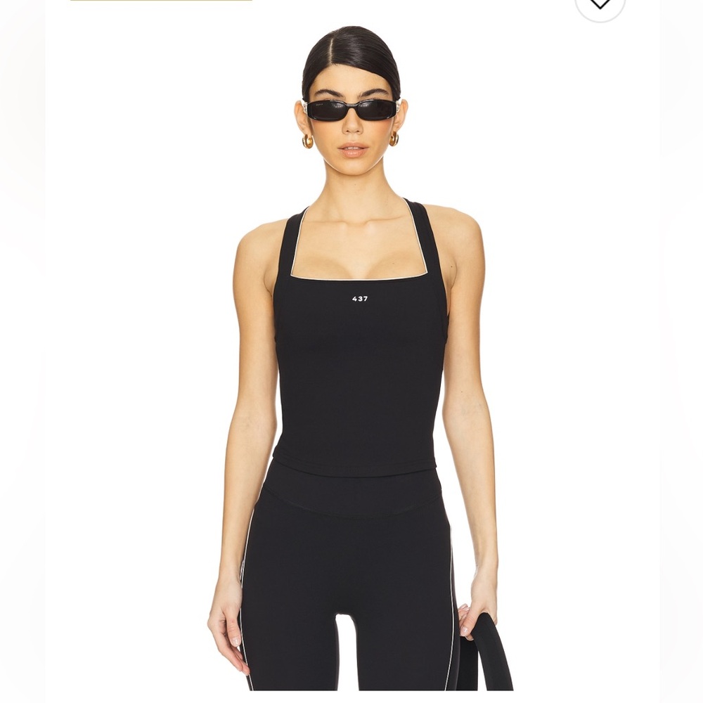 437 The Studio Tank Top in Black and Creme